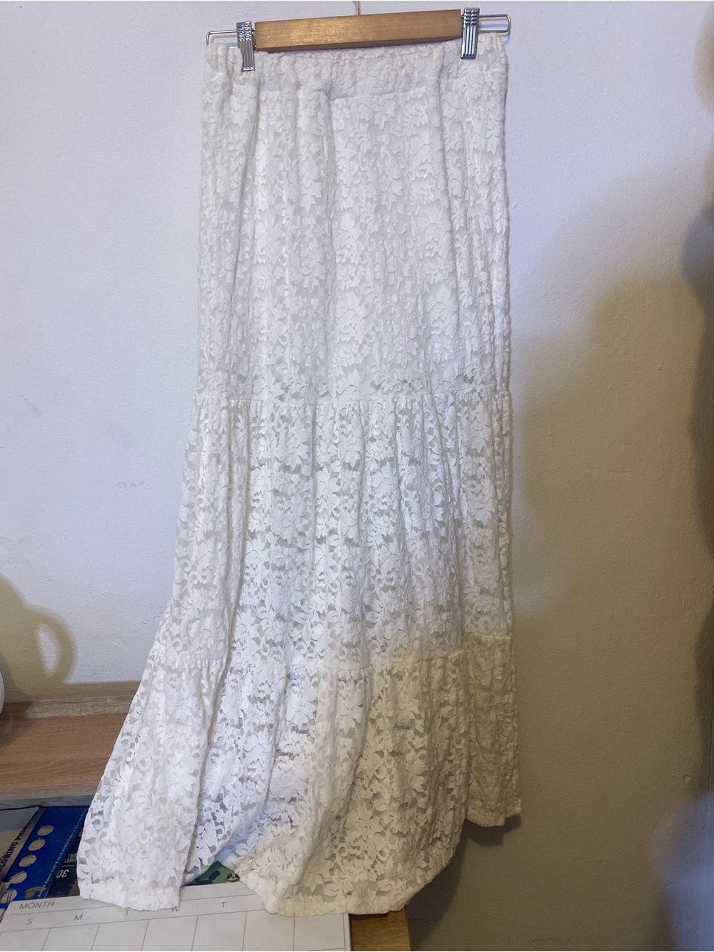 Timing White Lace Maxi Skirt